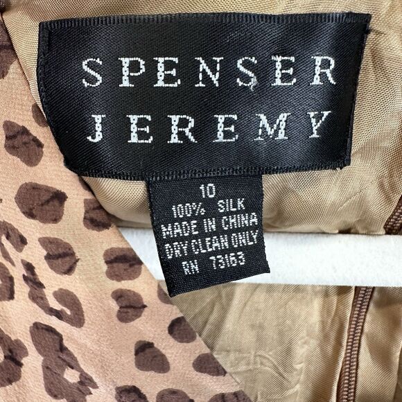Vintage Y2K‎ Spenser Jeremy Leopard 100% Silk Midi Dress Size 10 Short Sleeve V - Picture 11 of 12